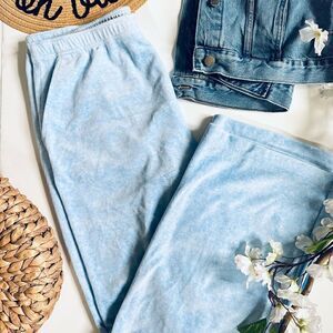 St. John Sport Y2K pastel baby blue velour velvet track pants